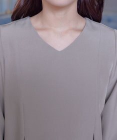 Tiaclasse 【ダブルストレッチ・洗える】バックベルトチュニックブラウス