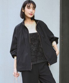 23区 L 2WAY ストレッチタフタ ボリュームスリーブブルゾン ブラック系