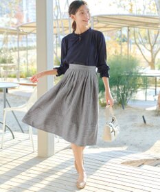 Tiaclasse 【新色追加・選べる丈】麻調タックフレアスカート