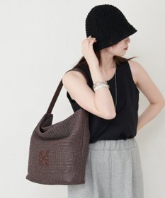 russet ナイロンラフィアワンショルダーバッグ(CE-1714)