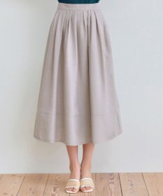 Tiaclasse 【新色追加・選べる丈】麻調タックフレアスカート