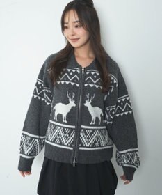 WEGO 雪柄ダブルジップニット