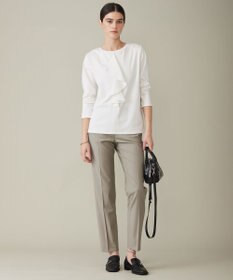 ICB 【洗える】シャイニースムース ドレープフリルカットソー