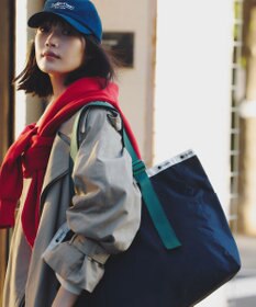 LeSportsac LG HANDLE ADJ TOTE/ディープシー/ボトルグリーンウェビング