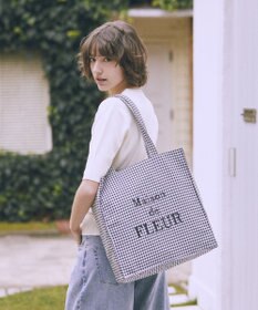 Maison de FLEUR ブランドロゴ刺繍ギンガムスクエアトート