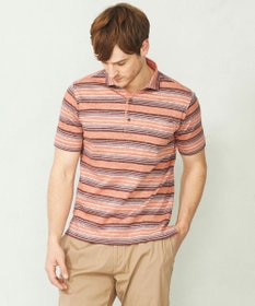 JOSEPH ABBOUD 【吸水速乾】リネンマルチボーダー ポロシャツ