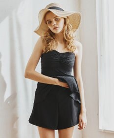 San-ai Resort（三愛水着楽園） WEB限定　ペプラム無地/チェック3点セット水着【Beach Queen（ビーチクイーン）】