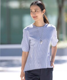 J.PRESS LADIES 【WEB限定カラーあり・抗菌消臭・吸水速乾】サッカージャージー 5分袖 ペプラム カットソー