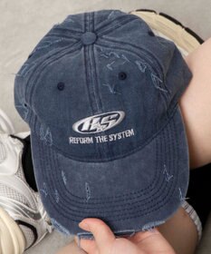 WEGO ダメージロゴ刺繍キャップ