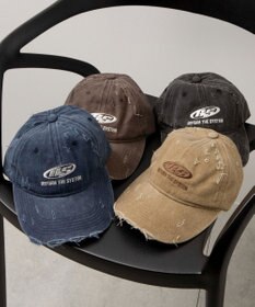 WEGO ダメージロゴ刺繍キャップ