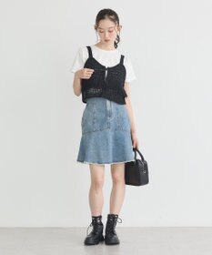 earth music&ecology ハイウエストフレアデニムスカート