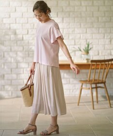 組曲 GIZAプレーティング天竺フリルスリーブ Tシャツ