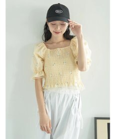 earth music&ecology フラワー刺繍ブラウス