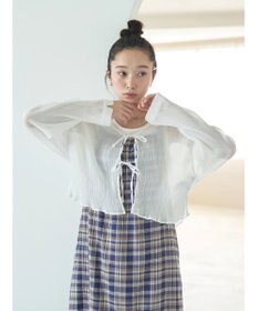 earth music&ecology ＳＥＴ２点クレープリボンブラウス＋インナー