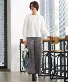 自由区 【洗える】エアリーツイードワイドクロップド パンツ