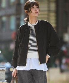 23区 L 2WAYストレッチタフタ ギャザーブルゾン ブラック系