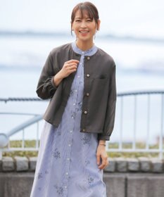 J.PRESS LADIES L 【季節の変わり目に】リネンシアースラブ ノーカラー ブルゾン