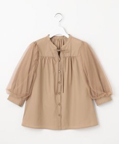 Feroux 袖チュールリボンスキッパー ブラウス