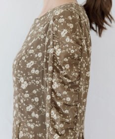 Tiaclasse 【洗える】ギャザースリーブ花柄ワンピース