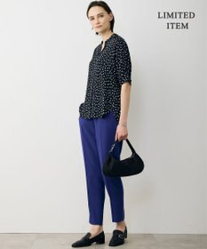 ICB L 【先行予約・WEB限定】BackSatinAmunzen 5分袖キーネックブラウス