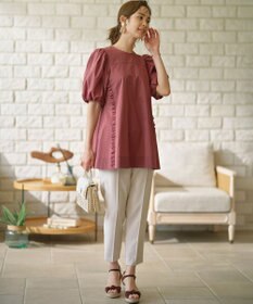 組曲 コットンローン ボリュームスリーブブラウス