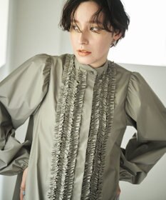 #Newans 【シワになりにくい/洗濯機可能】ロングフリルチュニック