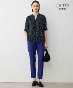 ICB L 【先行予約・WEB限定】BackSatinAmunzen 5分袖キーネックブラウス