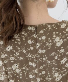 Tiaclasse 【洗える】ギャザースリーブ花柄ワンピース