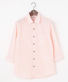 JOSEPH ABBOUD 【サスティナブル・７分袖】コットンリヨセルリネンコードストライプ シャツ