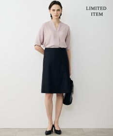 ICB L 【先行予約・WEB限定】BackSatinAmunzen 5分袖キーネックブラウス