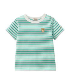 MIKI HOUSE HOT BISCUITS 【70-120cm】 みじんボーダー ワンポイント刺繍 半袖Tシャツ