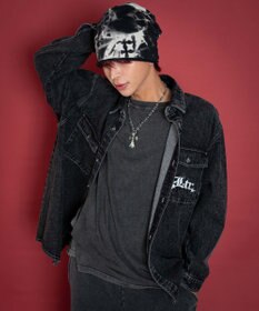 WEGO 【ユニセックス着用ITEM/MLサイズ展開】グラフィックデニムシャツ（LS）