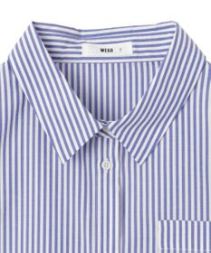 WEGO 【冷房対策】刺繍ストライプBIGシャツ
