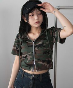 WEGO リブハンソデジップパーカー