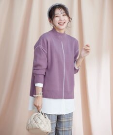 Tiaclasse 【洗える】配色切り替えニットトップス