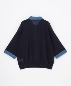 ANY デニムコンビポロ衿ニット