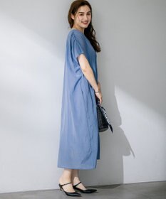 23区 L 【Lサイズ限定/接触冷感/速乾性/洗える】エアリーブライトローン Vネックワンピース