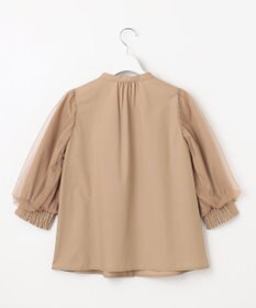 Feroux 袖チュールリボンスキッパー ブラウス