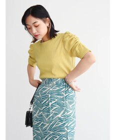 Green Parks リブ肩デザイン５分袖プルオーバー