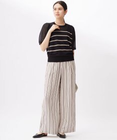 自由区 S 【カタログ掲載・セットアップ対応・洗える】リネンビスコースストライプドロスト パンツ