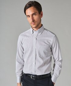 GOTAIRIKU 春夏向け【形態安定】SUMMERPREMIUMPLEATS_ボタンダウン 長袖ドレスシャツ（グレーチェック）