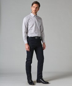 GOTAIRIKU 春夏向け【形態安定】SUMMERPREMIUMPLEATS_ボタンダウン 長袖ドレスシャツ（グレーチェック）