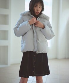 Feroux ファーカラー付き・ダウン見え中綿 ジャケット