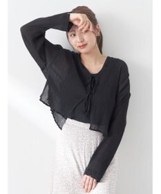 earth music&ecology ＳＥＴ２点クレープリボンブラウス＋インナー