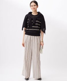 自由区 L 【セットアップ対応】リネンビスコースストライプドロスト パンツ