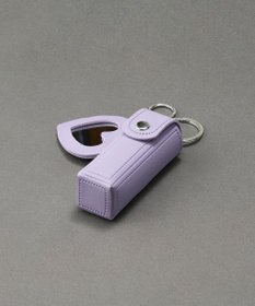 Phoebe 〈ミラー付き〉リップケース　ハート型ミラー　チャーム　レザー調　パープル