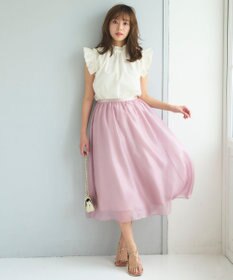 Feroux 【洗える】シアーギャザーフレア スカート