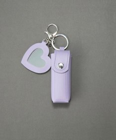 Phoebe 〈ミラー付き〉リップケース　ハート型ミラー　チャーム　レザー調　パープル