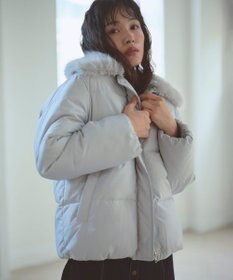 Feroux ファーカラー付き・ダウン見え中綿 ジャケット