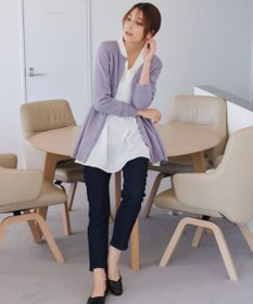 Tiaclasse 【洗える】ラウンドネックミドル丈ニットカーディガン